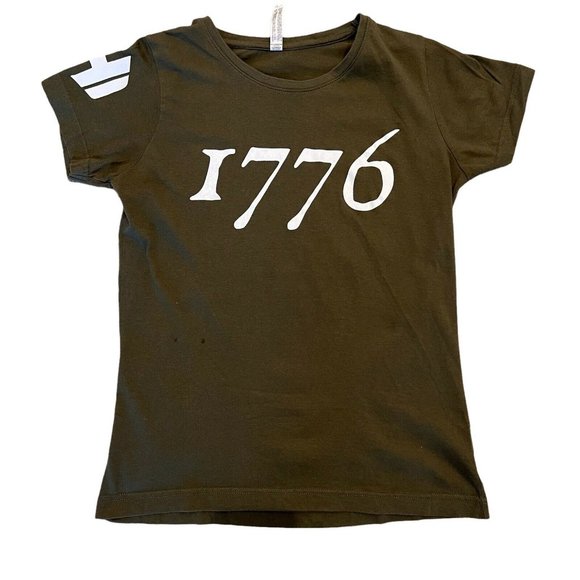 Hodge Twins 1776 Women's Army Green White American Patriotic T-shirt Size Small - Picture 1 of 3